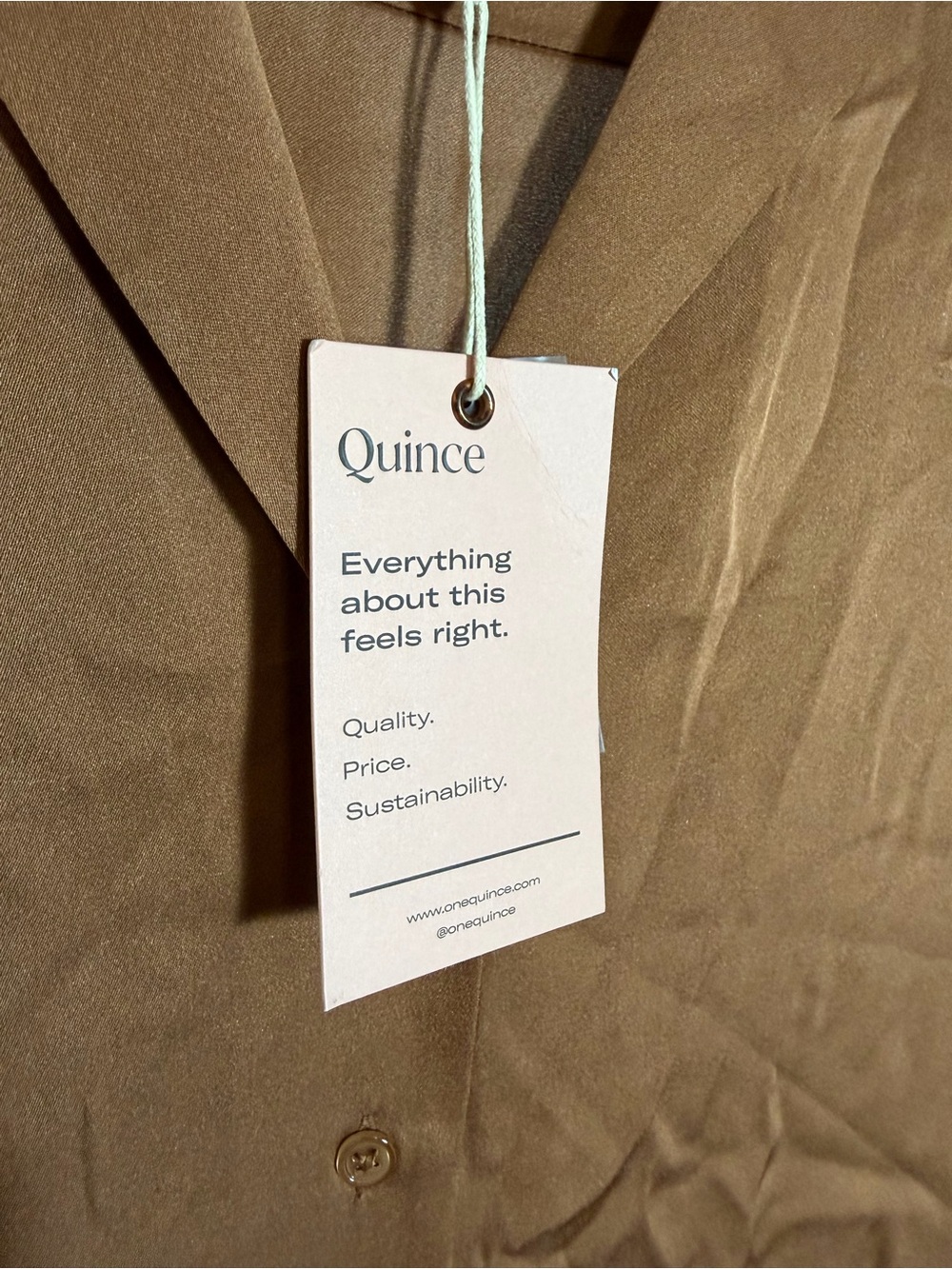 NWT Quince Washable Stretch Mulberry Silk Notch Collar Blouse Brown M - Picture 4 of 5